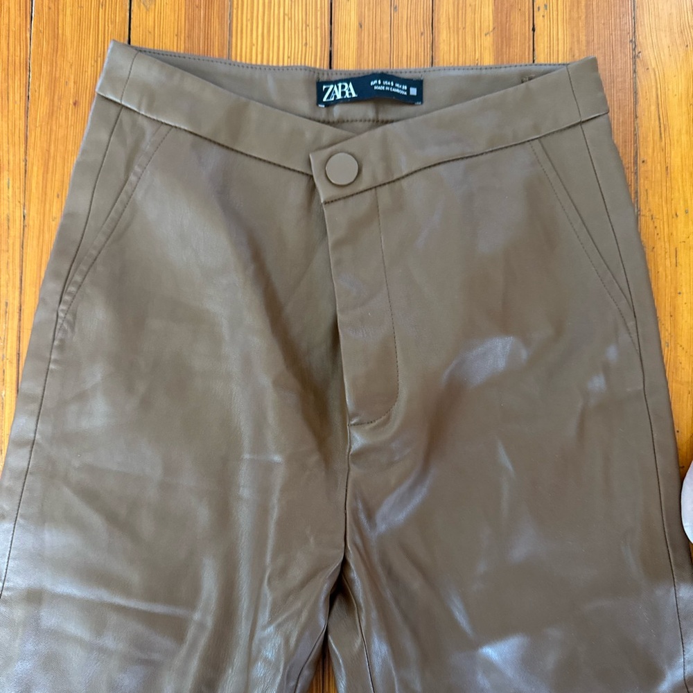 Zara Brown Leather Trousers